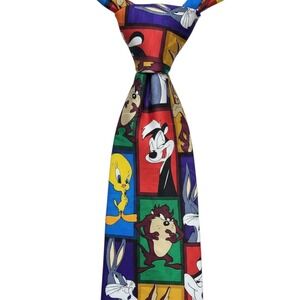 Looney Tunes Novelty Tie Cartoon Characters Bugs Bunny‎ Wile E. Coyote VTG